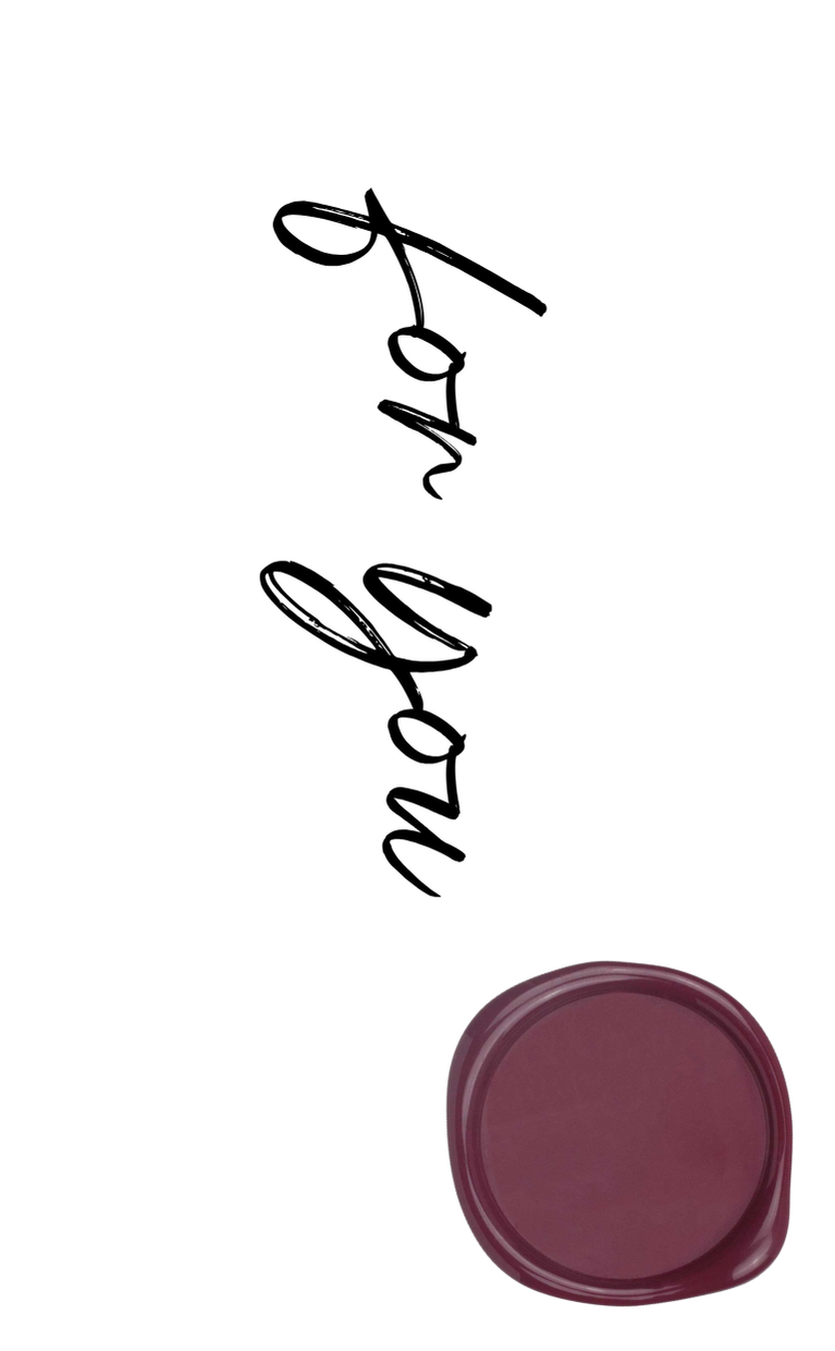 Burgandy wax seal image with 'For You' text on a white background