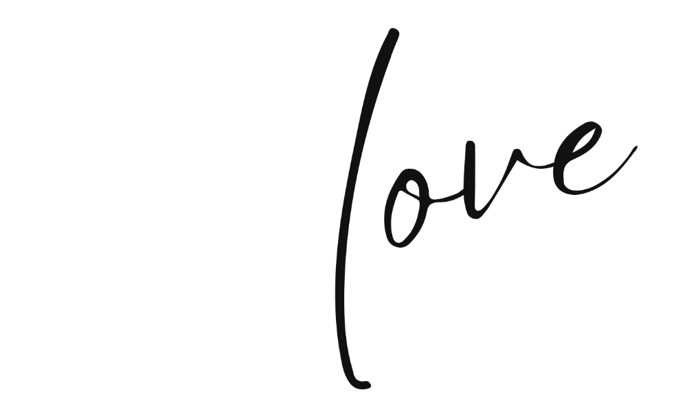 Black 'love' text on a white background